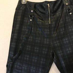 Lapa Black Plaid Pants Stretchy Satin Size L